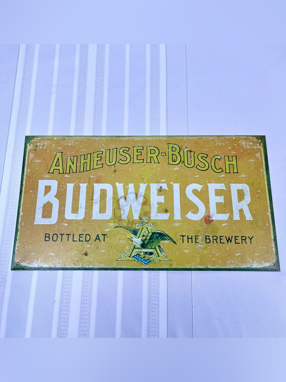 2005 Budweiser Anheuser-Busch Vintage Style Tin Beer Advertising Sign Man Cave